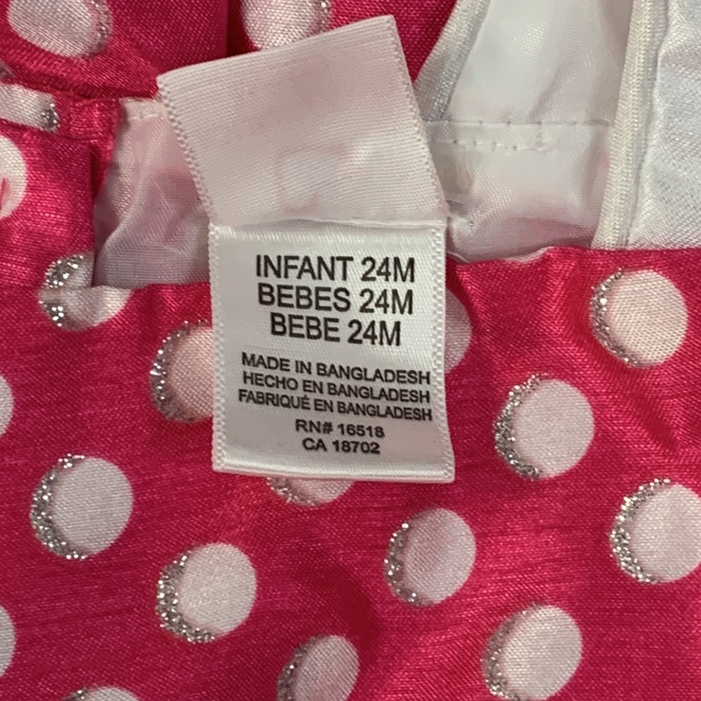 Youngland Baby Pink White Polka Dot Dress 24 Mo EUC - Picture 6 of 8